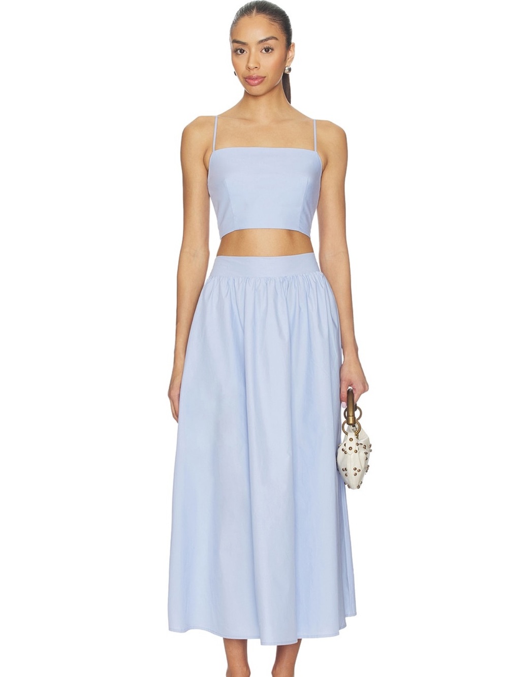 Susana Monaco Poplin Midi Skirt in Frosty
